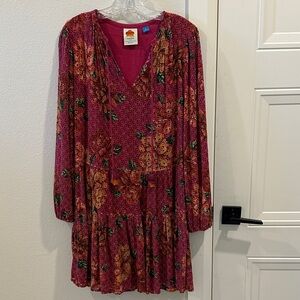 FARM Rio Pink Floral Long Sleeve Dress